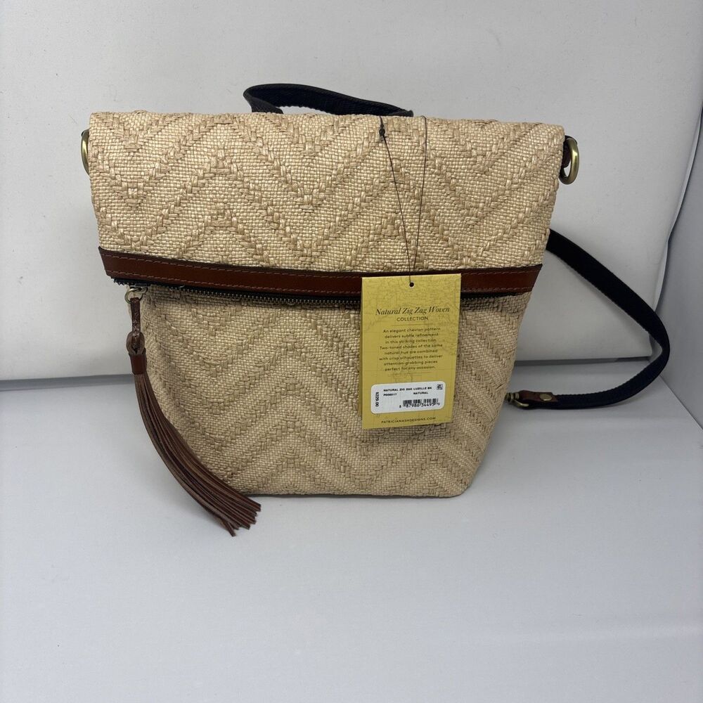Patricia Nash Luzille Natural Woven Zig Zag Convertible Backpack NWT